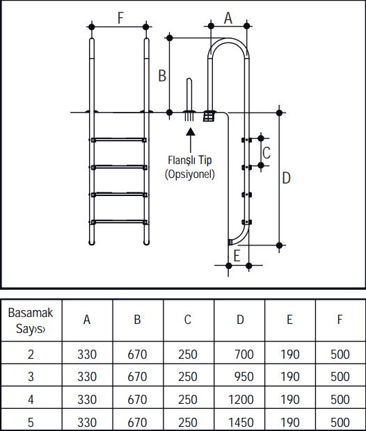 3 Basamaklı Muro Havuz Merdiveni 316 - 2